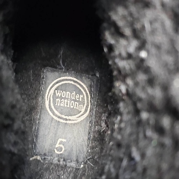 Wonder Nation Sintetico Winter Skater Boot Black Blue Lace Up Size 5 - Picture 11 of 12